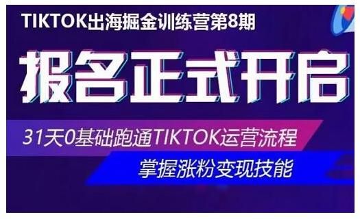 海外抖音Tiktok出海掘金训练营第8期（优联荟），31天零基础跑通Tiktok运营流程