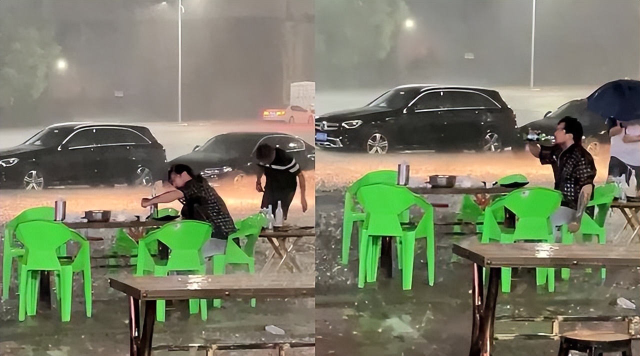 生活不易！河南一男子在大雨中“淡定”喝酒，房贷、车贷压力大