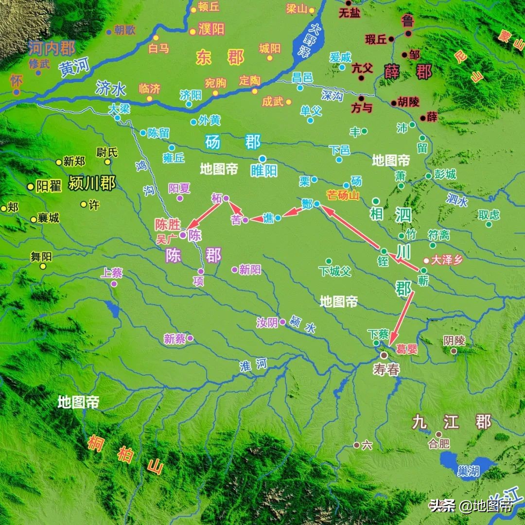 秦末大泽乡起兵，陈胜进军路线是怎样的？