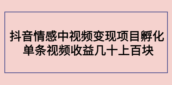 黄岛主副业孵化营第5期：抖音情感中视频变现项目孵化 单条视频收益几十上百