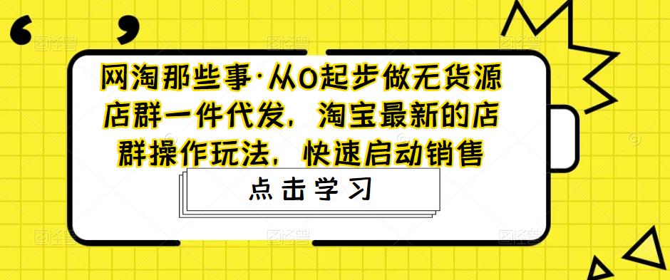 图片[1]-从0起步做无货源店群一件代发，淘宝最新的店群操作玩法，快速启动销售-阿灿说钱