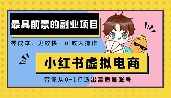 小红书蓝海大市场虚拟电商项目，手把手带你打造出日赚2000 高质量红薯账号