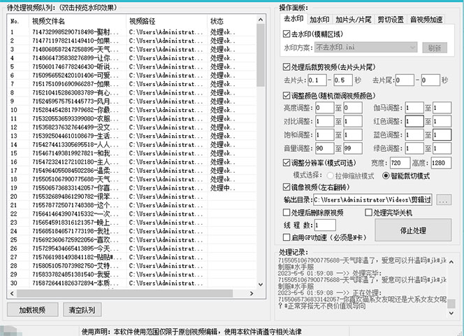 抖音暴力起号，短视频美女号起号项目 千部擦边资源 批量剪辑去重软件