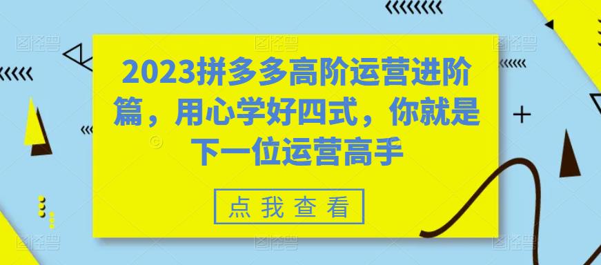 图片[1]-2023拼多多高阶运营进阶篇，用心学好四式，你就是下一位运营高手-阿灿说钱