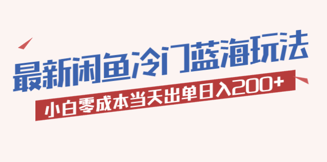 2023最新闲鱼冷门蓝海玩法，小白零成本当天出单日入200 